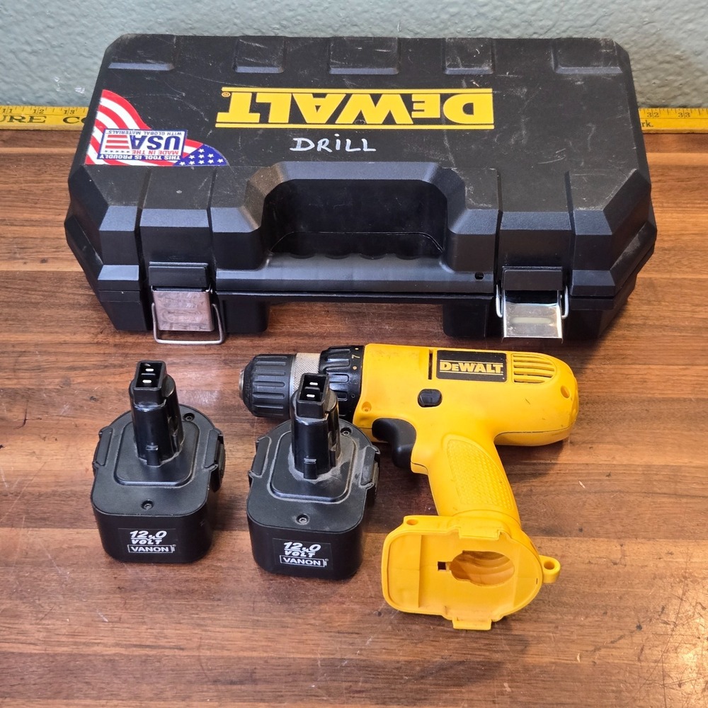 Dewalt DW927 12V Yellow Black Cordless Drill Driver Tool W Charger Battery read